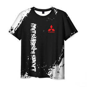 Мужская футболка 3D с принтом MITSUBISHI SPORT в Петрозаводске, 100% полиэфир | прямой крой, круглый вырез горловины, длина до линии бедер | mitsubishi | sport | митсубиси | митсубиши | спорт