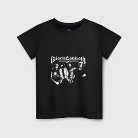 Детская футболка хлопок с принтом Группа Black Sabbath в Петрозаводске, 100% хлопок | круглый вырез горловины, полуприлегающий силуэт, длина до линии бедер | black sabbath | билл уорд | блек | блэк | гизер батлер | озборн | оззи | ози | осборн | сабат | сабатаж | сабатх | тони айомми