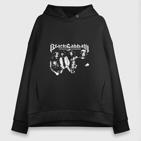 Женское худи Oversize хлопок с принтом Группа Black Sabbath в Петрозаводске, френч-терри — 70% хлопок, 30% полиэстер. Мягкий теплый начес внутри —100% хлопок | боковые карманы, эластичные манжеты и нижняя кромка, капюшон на магнитной кнопке | black sabbath | билл уорд | блек | блэк | гизер батлер | озборн | оззи | ози | осборн | сабат | сабатаж | сабатх | тони айомми