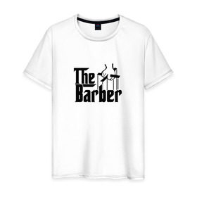 Мужская футболка хлопок с принтом The Barber godfather black в Петрозаводске, 100% хлопок | прямой крой, круглый вырез горловины, длина до линии бедер, слегка спущенное плечо. | Тематика изображения на принте: 