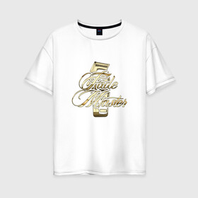 Женская футболка хлопок Oversize с принтом Fade Master Gold Фейд Мастер в Петрозаводске, 100% хлопок | свободный крой, круглый ворот, спущенный рукав, длина до линии бедер
 | alovackiy | barber | fade | fademaster | барбер | барбершоп