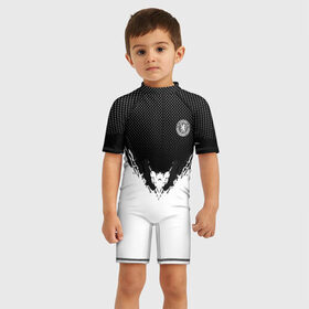 Детский купальный костюм 3D с принтом Chelsea black 2018 в Петрозаводске, Полиэстер 85%, Спандекс 15% | застежка на молнии на спине | football | soccer | челси