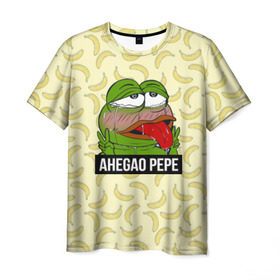 Мужская футболка 3D с принтом Ahegao Pepe в Петрозаводске, 100% полиэфир | прямой крой, круглый вырез горловины, длина до линии бедер | 