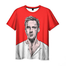 Мужская футболка 3D с принтом Райан Гослинг_3 в Петрозаводске, 100% полиэфир | прямой крой, круглый вырез горловины, длина до линии бедер | ryan gosling | актер | райан гослинг
