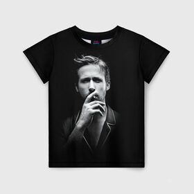 Детская футболка 3D с принтом Ryan Gosling в Петрозаводске, 100% гипоаллергенный полиэфир | прямой крой, круглый вырез горловины, длина до линии бедер, чуть спущенное плечо, ткань немного тянется | ryan gosling | актер | райан гослинг