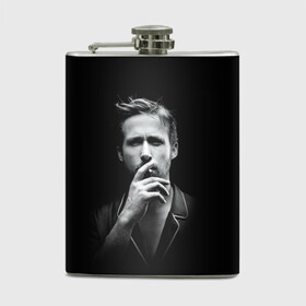 Фляга с принтом Ryan Gosling в Петрозаводске, металлический корпус | емкость 0,22 л, размер 125 х 94 мм. Виниловая наклейка запечатывается полностью | Тематика изображения на принте: ryan gosling | актер | райан гослинг