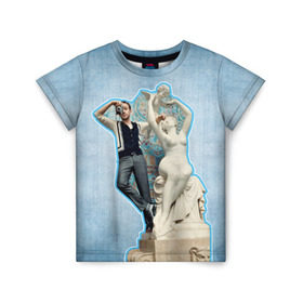 Детская футболка 3D с принтом Райан Гослинг_11 в Петрозаводске, 100% гипоаллергенный полиэфир | прямой крой, круглый вырез горловины, длина до линии бедер, чуть спущенное плечо, ткань немного тянется | ryan gosling | актер | райан гослинг