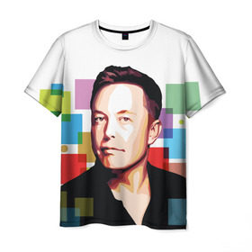 Мужская футболка 3D с принтом Илон Маск в Петрозаводске, 100% полиэфир | прямой крой, круглый вырез горловины, длина до линии бедер | elon musk | тесла