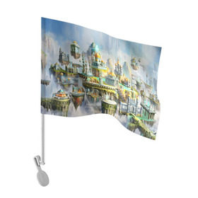 Флаг для автомобиля с принтом Город в небе в Петрозаводске, 100% полиэстер | Размер: 30*21 см | heroes of might and magic | герои