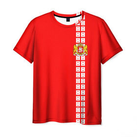 Мужская футболка 3D с принтом Грузия, лента с гербом в Петрозаводске, 100% полиэфир | прямой крой, круглый вырез горловины, длина до линии бедер | ge | geo | georgia  | батуми | грузия | картли | кутаиси | сакартвело | тбилиси