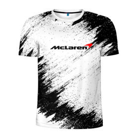 Мужская футболка 3D спортивная с принтом McLaren в Петрозаводске, 100% полиэстер с улучшенными характеристиками | приталенный силуэт, круглая горловина, широкие плечи, сужается к линии бедра | auto | car | mclaren | race | авто | гонки | краска | краски | макларен | марка | машина