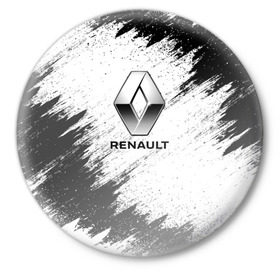 Значок с принтом Renault в Петрозаводске,  металл | круглая форма, металлическая застежка в виде булавки | auto | car | race | renault | авто | гонки | краска | краски | марка | машина | рено