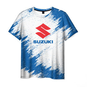 Мужская футболка 3D с принтом Suzuki в Петрозаводске, 100% полиэфир | прямой крой, круглый вырез горловины, длина до линии бедер | auto | car | race | suzuki | авто | гонки | краска | краски | марка | машина | сузуки