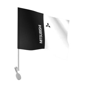 Флаг для автомобиля с принтом Mitsubishi в Петрозаводске, 100% полиэстер | Размер: 30*21 см |  машина | марка | митсубиси