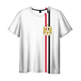 Мужская футболка 3D с принтом Египет, лента с гербом в Петрозаводске, 100% полиэфир | прямой крой, круглый вырез горловины, длина до линии бедер | александрия | арабская | герб | гиза | государство | египет | египетский | каир | республика | страна | флаг