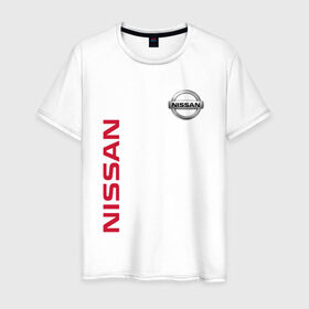 Мужская футболка хлопок с принтом Nissan в Петрозаводске, 100% хлопок | прямой крой, круглый вырез горловины, длина до линии бедер, слегка спущенное плечо. | motor | nissan | авто | лого | машина | ниссан | тачка