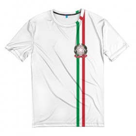 Мужская футболка 3D с принтом Италия, лента с гербом в Петрозаводске, 100% полиэфир | прямой крой, круглый вырез горловины, длина до линии бедер | 