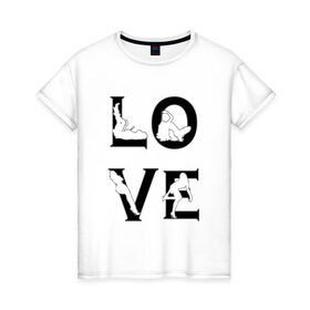 Женская футболка хлопок с принтом Love-models в Петрозаводске, 100% хлопок | прямой крой, круглый вырез горловины, длина до линии бедер, слегка спущенное плечо | Тематика изображения на принте: 