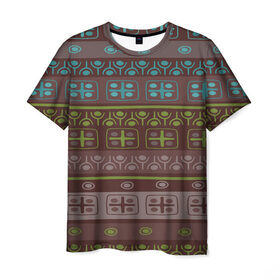 Мужская футболка 3D с принтом Aztec symbol в Петрозаводске, 100% полиэфир | прямой крой, круглый вырез горловины, длина до линии бедер | geometry | pattern | symbol | world | геометрия | народный | орнамент | символы | узор | этника | этнический