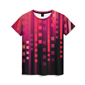 Женская футболка 3D с принтом Линии 3 в Петрозаводске, 100% полиэфир ( синтетическое хлопкоподобное полотно) | прямой крой, круглый вырез горловины, длина до линии бедер | градиент | квадрат | линии