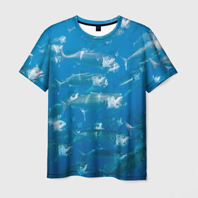Мужская футболка 3D с принтом Рыбы океана в Петрозаводске, 100% полиэфир | прямой крой, круглый вырез горловины, длина до линии бедер | fish | fishes | pisces | море | морские обитатели | морской | океан | рыбы