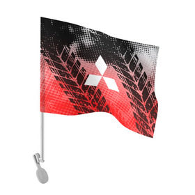 Флаг для автомобиля с принтом Mitsubishi sport auto motors в Петрозаводске, 100% полиэстер | Размер: 30*21 см |  машина | марка | митсубиси