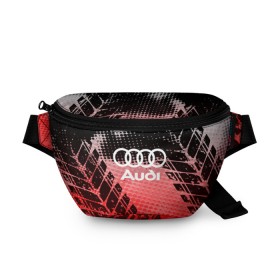 Поясная сумка 3D с принтом Audi sport auto motors в Петрозаводске, 100% полиэстер | плотная ткань, ремень с регулируемой длиной, внутри несколько карманов для мелочей, основное отделение и карман с обратной стороны сумки застегиваются на молнию | audi | auto | automobile | car | carbon | machine | motor | motor car | sport car | автомашина | ауди | бренд | легковой автомобиль | марка | спортивный автомобиль | тачка