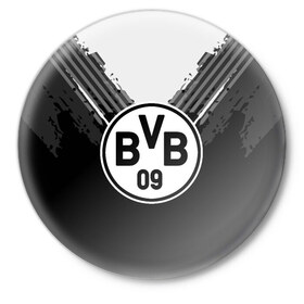 Значок с принтом Borussia abstract original в Петрозаводске,  металл | круглая форма, металлическая застежка в виде булавки | 