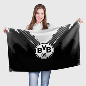 Флаг 3D с принтом Borussia abstract original в Петрозаводске, 100% полиэстер | плотность ткани — 95 г/м2, размер — 67 х 109 см. Принт наносится с одной стороны | 
