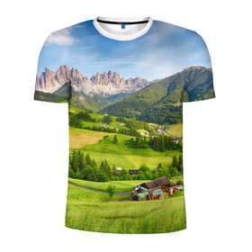 Мужская футболка 3D спортивная с принтом Альпы в Петрозаводске, 100% полиэстер с улучшенными характеристиками | приталенный силуэт, круглая горловина, широкие плечи, сужается к линии бедра | австрия | альпы | германия | горный хребет | горы | италия | красота | лес | лихтенштейн | луг | пейзаж | природа | простор | раздолье | словения | франция | швейцария