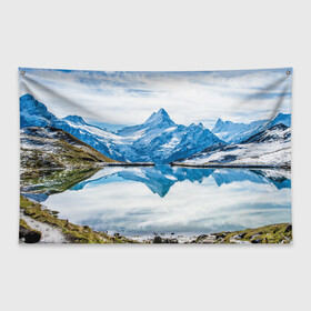 Флаг-баннер с принтом Альпы в Петрозаводске, 100% полиэстер | размер 67 х 109 см, плотность ткани — 95 г/м2; по краям флага есть четыре люверса для крепления | австрия | альпийские горы | альпийский хребет | альпы | германия | горное озеро | горные лыжи | европа | италия | лихтенштейн | пейзаж | природа | словения | сноуборд | франция | швейцария