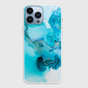 Чехол для iPhone 13 Pro Max с принтом Лазурные краски в Петрозаводске,  |  | abstraction | color | spray | tie dye | абстракция | акварель | брызги красок | живопись | искусство | капли капли | краски | текстуры | цветные краски | яркие цвета