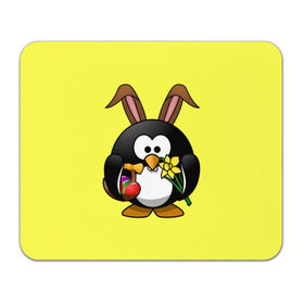 Коврик прямоугольный с принтом Пасхальный пингвин в Петрозаводске, натуральный каучук | размер 230 х 185 мм; запечатка лицевой стороны | весна | кролик | пасха | пингвин | праздники | яйцо