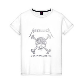 Женская футболка хлопок с принтом Metallica, death magnetic в Петрозаводске, 100% хлопок | прямой крой, круглый вырез горловины, длина до линии бедер, слегка спущенное плечо | metallica | джеймс хэтфилд | кирк хэмметт | ларс ульрих | металлика | роберт трухильо | рок группа