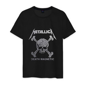 Мужская футболка хлопок с принтом Metallica, death magnetic в Петрозаводске, 100% хлопок | прямой крой, круглый вырез горловины, длина до линии бедер, слегка спущенное плечо. | Тематика изображения на принте: metallica | джеймс хэтфилд | кирк хэмметт | ларс ульрих | металлика | роберт трухильо | рок группа