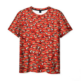 Мужская футболка 3D с принтом Угандийские Наклзы в Петрозаводске, 100% полиэфир | прямой крой, круглый вырез горловины, длина до линии бедер | sonic | ехидна | красный | мем | паттерн | персонаж | соник | толпа