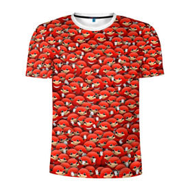Мужская футболка 3D спортивная с принтом Угандийские Наклзы в Петрозаводске, 100% полиэстер с улучшенными характеристиками | приталенный силуэт, круглая горловина, широкие плечи, сужается к линии бедра | sonic | ехидна | красный | мем | паттерн | персонаж | соник | толпа