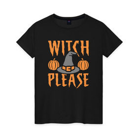 Женская футболка хлопок с принтом Witch Please в Петрозаводске, 100% хлопок | прямой крой, круглый вырез горловины, длина до линии бедер, слегка спущенное плечо | anime | halloween | little witch academia | magic | sucy manbavaran | witch | академия ведьмочек | аниме | волшебство | магия | хэллоуин