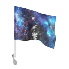 Флаг для автомобиля с принтом Великий ученый в Петрозаводске, 100% полиэстер | Размер: 30*21 см | stephen hawking | наука | стивен хокинг | ученый | физика | черная дыра