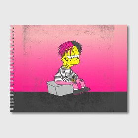 Альбом для рисования с принтом Lil peep crybaby в Петрозаводске, 100% бумага
 | матовая бумага, плотность 200 мг. | bart simpson | crybaby | lil peep | rip | барт симпсон | лил пип