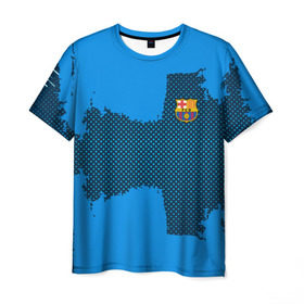 Мужская футболка 3D с принтом BARCELONA SPORT BLUE в Петрозаводске, 100% полиэфир | прямой крой, круглый вырез горловины, длина до линии бедер | football | soccer | барселона