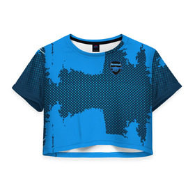 Женская футболка 3D укороченная с принтом ARSENAL SPORT BLUE в Петрозаводске, 100% полиэстер | круглая горловина, длина футболки до линии талии, рукава с отворотами | football | soccer | арсенал