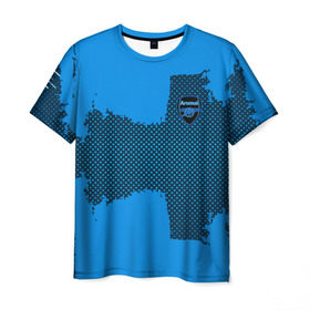 Мужская футболка 3D с принтом ARSENAL SPORT BLUE в Петрозаводске, 100% полиэфир | прямой крой, круглый вырез горловины, длина до линии бедер | football | soccer | арсенал