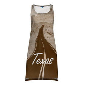 Платье-майка 3D с принтом Техас ретро в Петрозаводске, 100% полиэстер | полуприлегающий силуэт, широкие бретели, круглый вырез горловины, удлиненный подол сзади. | texas | usa | америка | города | дороги | природа | страны | сша | техас