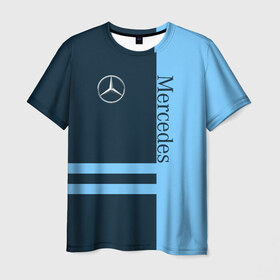 Мужская футболка 3D с принтом Mercedes в Петрозаводске, 100% полиэфир | прямой крой, круглый вырез горловины, длина до линии бедер | b класс | benz | c класс | e класс | mercedes | s класс | а класс | авто | автомобиль | бенз | знак | лого | машина | мерен | мерин | мерс | мерседес | седан | символ | спорт | тачка | хэтчбек | эмблема