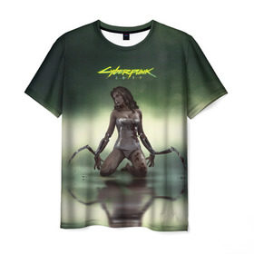 Мужская футболка 3D с принтом Cyberpunk2077 в Петрозаводске, 100% полиэфир | прямой крой, круглый вырез горловины, длина до линии бедер | 2077 | cd project | cyberpunk | red | ведьмак | киберпанк