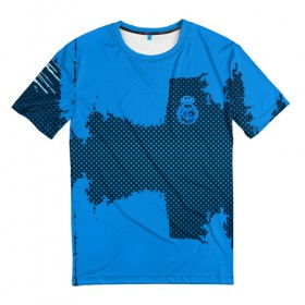 Мужская футболка 3D с принтом REAL MADRID SPORT BLUE в Петрозаводске, 100% полиэфир | прямой крой, круглый вырез горловины, длина до линии бедер | football | soccer | реал мадрид