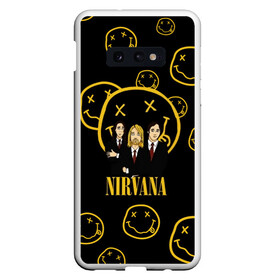 Чехол для Samsung S10E с принтом Nirvana в Петрозаводске, Силикон | Область печати: задняя сторона чехла, без боковых панелей | Тематика изображения на принте: cobain | kurt | nevermino | nirvana | альтернативный | гранж | грол | группа | дональд | кобейн | курт | музыка | надпись | нервана | нирвана | новоселич | певец | рок | смайл | смайлик | солист