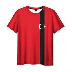 Мужская футболка 3D с принтом Турция лента в Петрозаводске, 100% полиэфир | прямой крой, круглый вырез горловины, длина до линии бедер | tr | tur | анкара | герб | государство | знак | надпись | патриот | полосы | республика | символ | стамбул | страна | турецкая | турецкий | турки | турок | турция | турчанка | флаг | флага | цвета