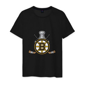 Мужская футболка хлопок с принтом boston bruins в Петрозаводске, 100% хлопок | прямой крой, круглый вырез горловины, длина до линии бедер, слегка спущенное плечо. | boston bruins | nhl | бостон брюинс | нхл | хоккей